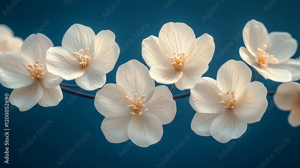 Fototapeta premium white flower on blue background