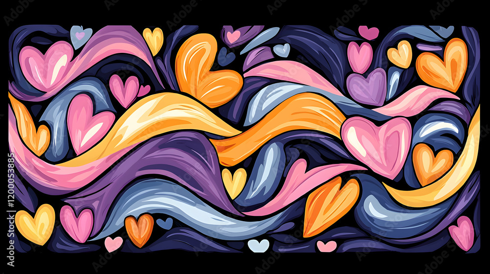 Obraz premium A Valentine vector illustration of intertwined heart ribbons, forming a festive and dynamic pattern for holiday designs