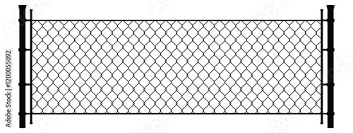 A chain link fence with a white background