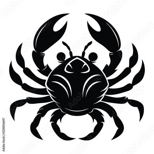 Black Crab with detailed claws and legs Silhouette