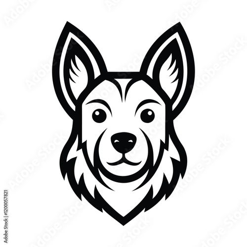 Dog Head Pet Logo Silhouette outline black and white 