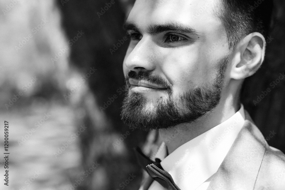 portrait of a guy in a gray three-piece suit