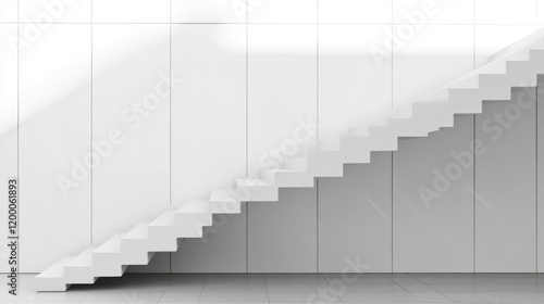 Modern white staircase against a clean white wall