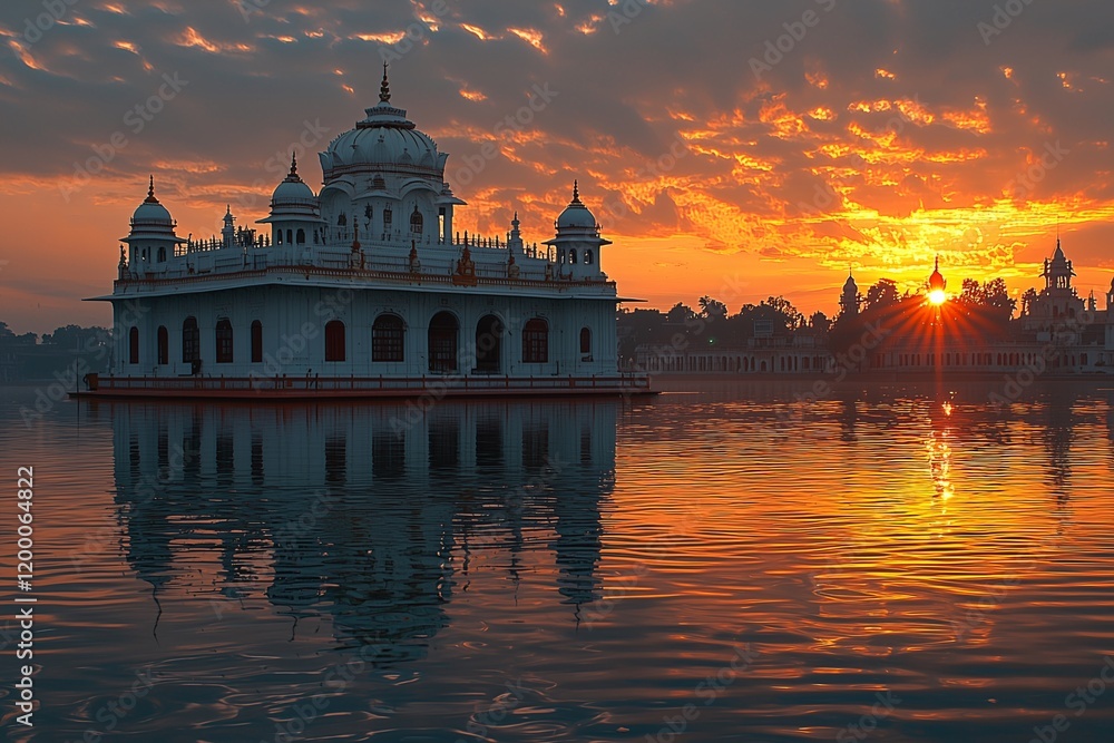 Obraz premium Indian temple at sunset