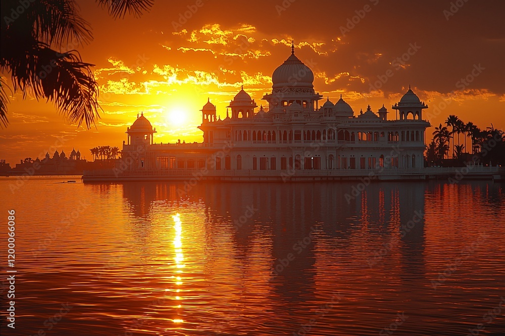 Obraz premium Indian temple at sunset