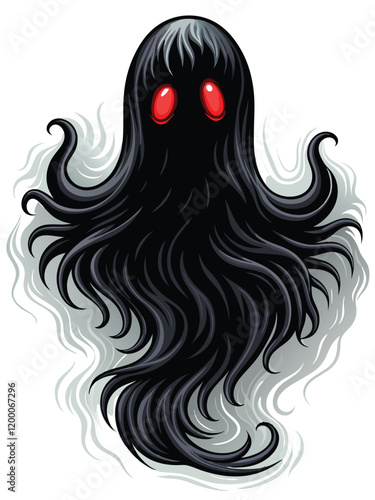 Design a shadow monster with a fluid, wavy body, glowing with a faint, eerie light.