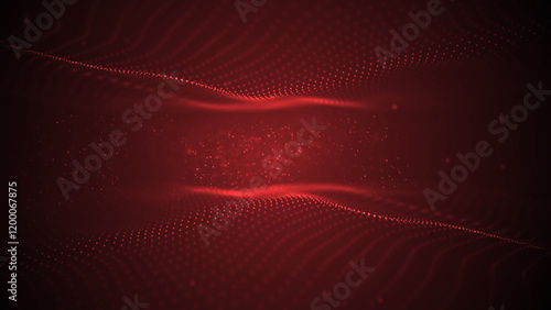 Red abstract background with moving dots