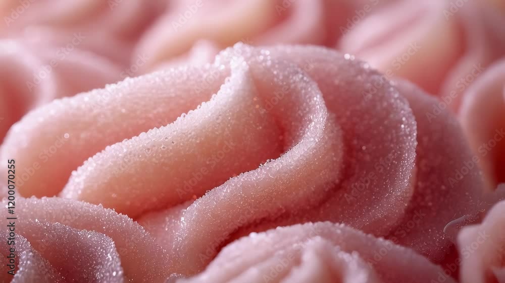Close-up of pink rose-shaped sweet treats, showcasing delicate sugar details. Close-up of pink rose-shaped sweet treats, showcasing delicate sugar details.