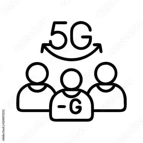 5th generation icon, 5th generation line art - simple line art of 5th generation, perfect for 5th generation logos and icons and themed design 