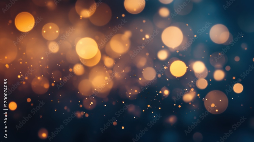 Golden bokeh lights on a dark background. Golden bokeh lights on a dark background.