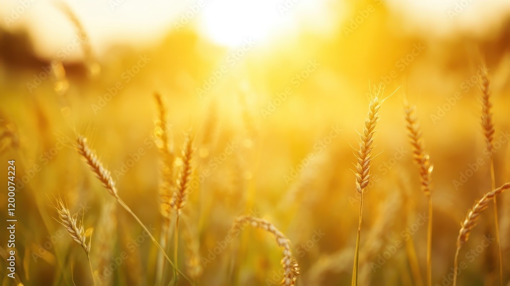 Obraz premium Golden wheat field at sunset