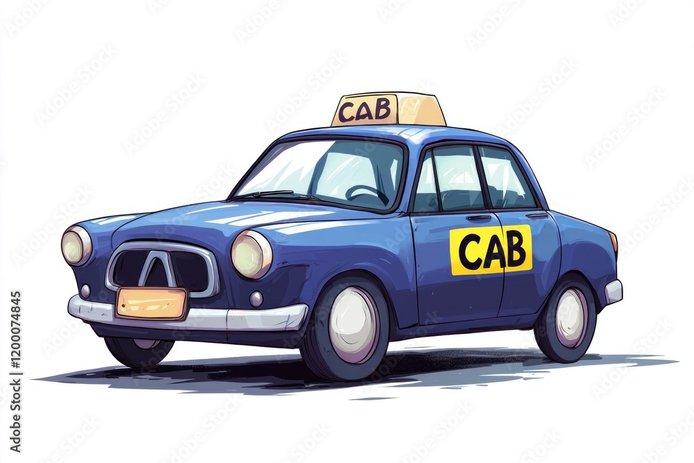 Taxi isolated on white background. Taxi icon. Cab isolated on white. Cab icon. Cab Car. Taxi Car Isolated element on white for Designers. Isolated Taxi Design Element. Cab Car Isolated on white.