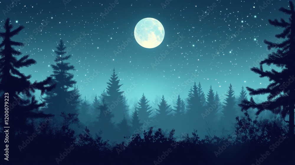 Naklejka premium Enchanted Forest Night