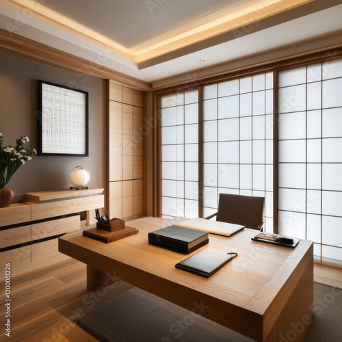 Modern Minimalist Japanese Style Home Office Design