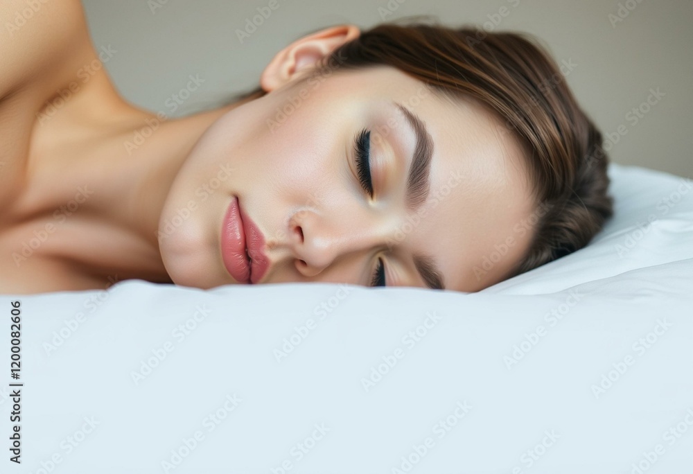 Obraz premium A sleeping woman with a subtle gradient of colors in the background