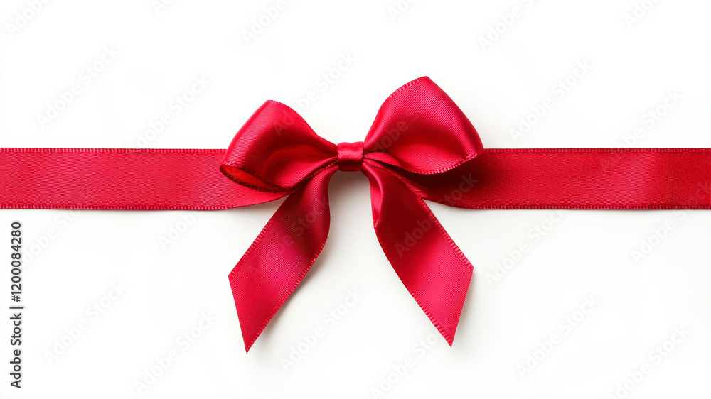 Elegant Red Ribbon With Bow on White Background Perfect for Holiday Gifts and Decorative Projects Elegant Red Ribbon With Bow on White Background Perfect for Holiday Gifts and Decorative Projects