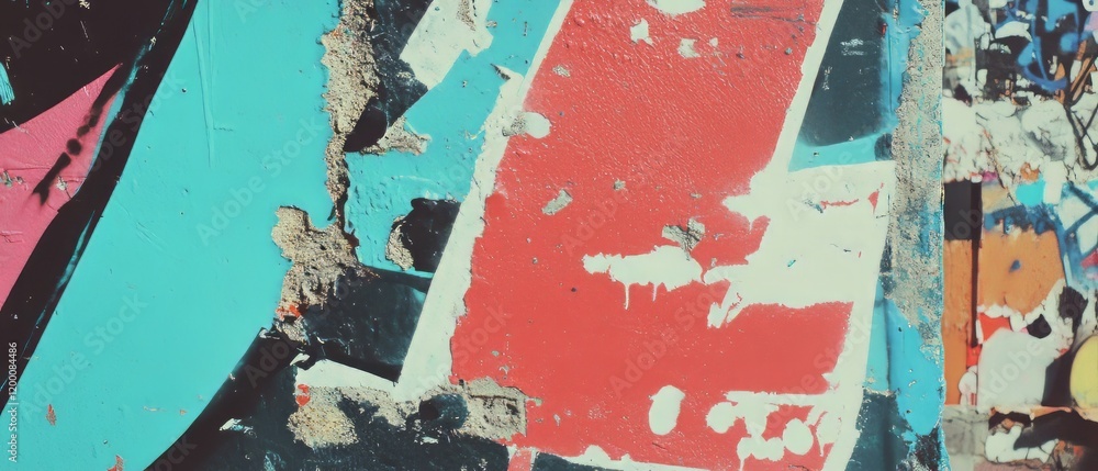 Fototapeta premium Colorful urban graffiti against a textured concrete surface showcasing street art culture