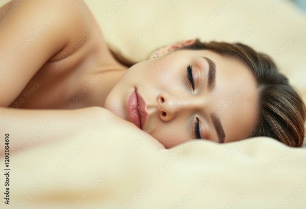 Sleeping female portrait with focus on eyes Sleeping female portrait with focus on eyes