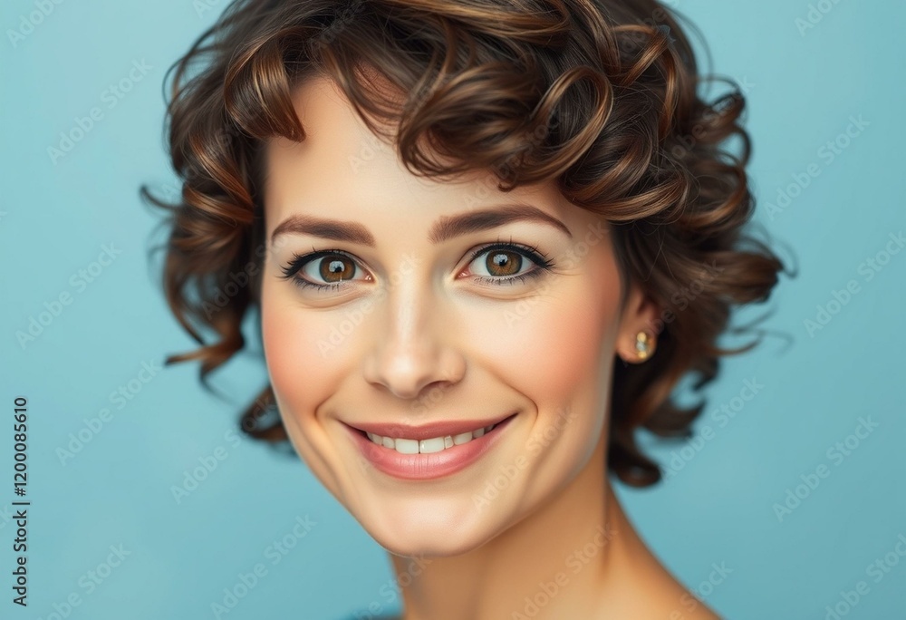Portrait of a confident woman with short, curly brown hair Portrait of a confident woman with short, curly brown hair