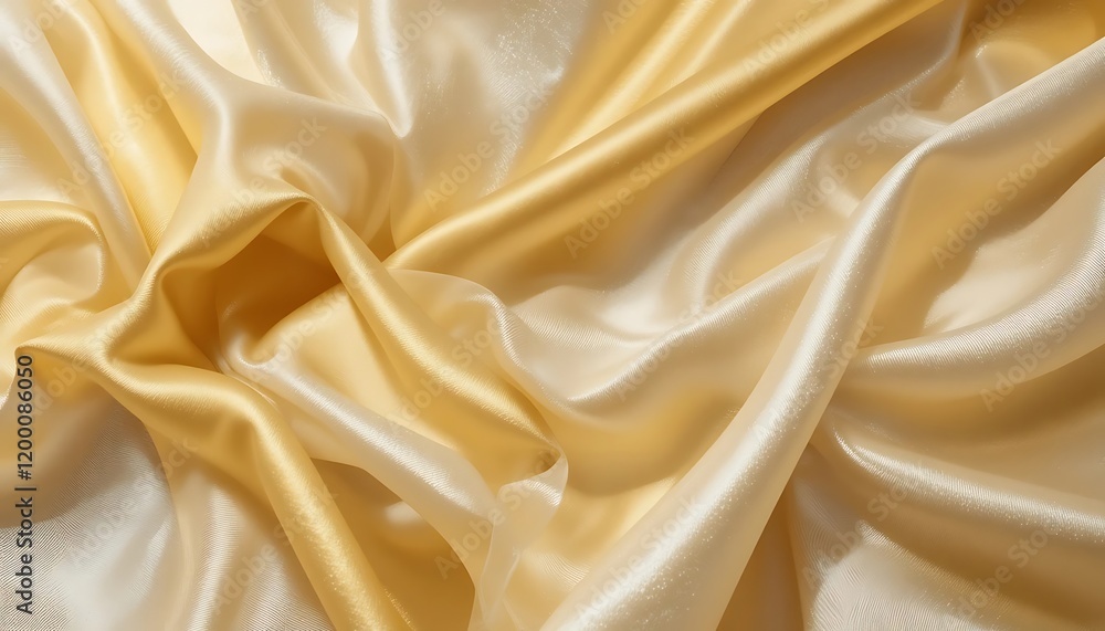 Fototapeta premium Draped Gold and Cream Satin Fabric Texture