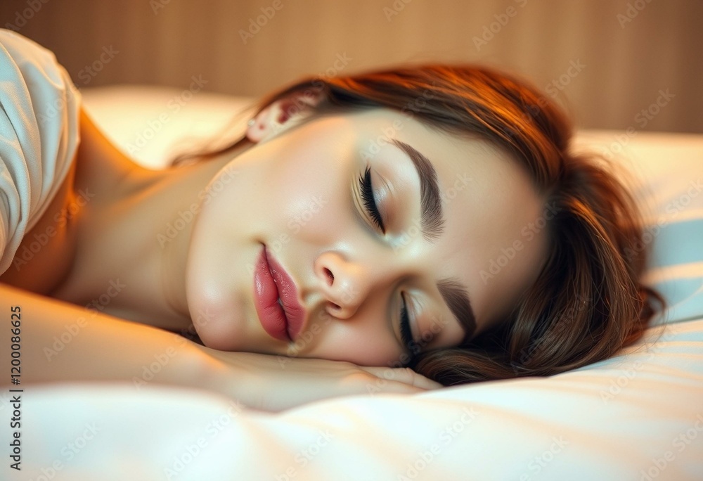 Female sleeping portrait with peaceful expression Female sleeping portrait with peaceful expression