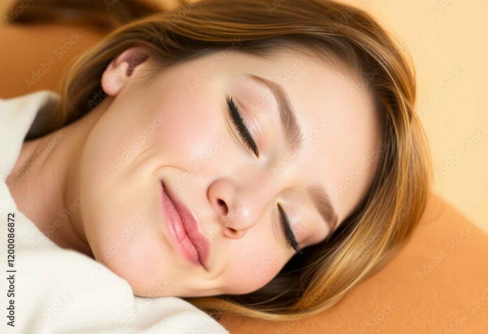 Sleeping woman with relaxed face and soft smile Sleeping woman with relaxed face and soft smile