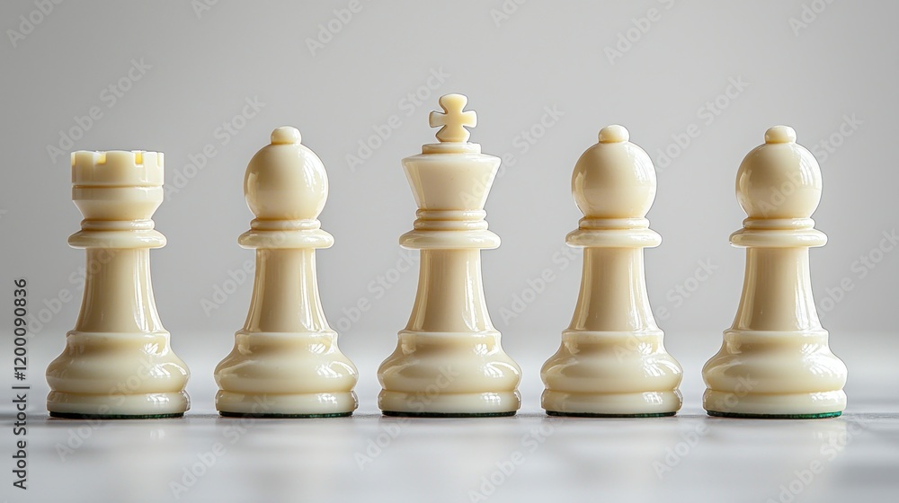 White chess pieces strategy, marble, studio. White chess pieces strategy, marble, studio.