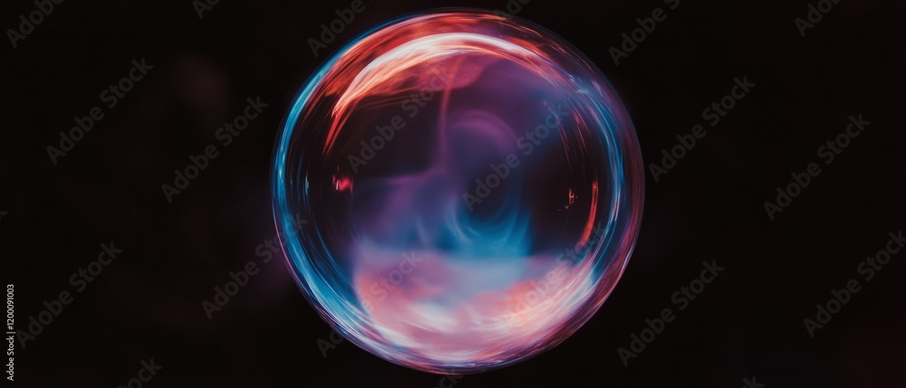 Holographic sphere displays vibrant swirling particles in a futuristic environment Holographic sphere displays vibrant swirling particles in a futuristic environment