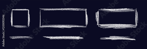 Rectangle frame. Crayon or charcoal art underlines