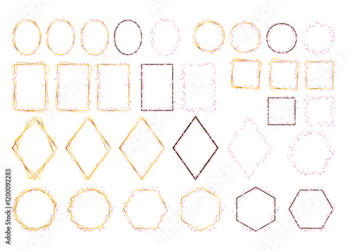 Petals Sakura geometric gold frame