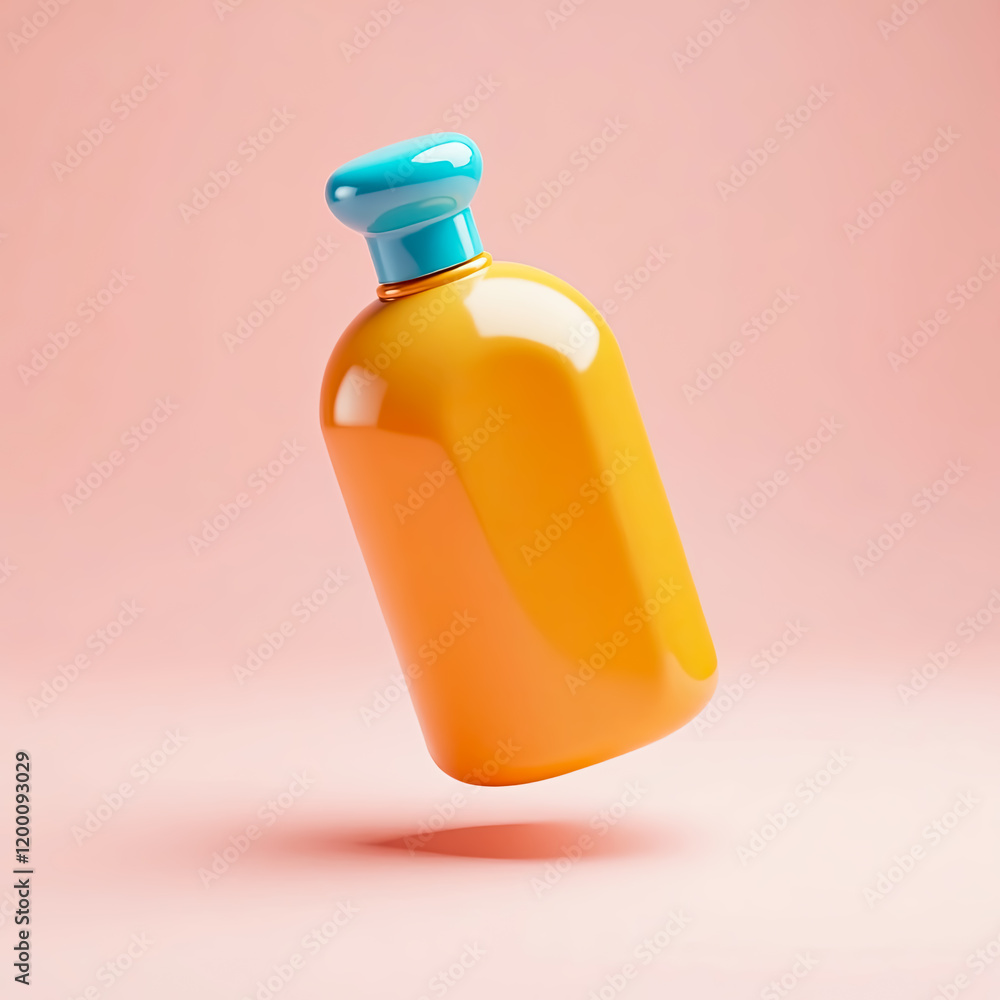 bottle with a light blue cap on a pink background bottle with a light blue cap on a pink background