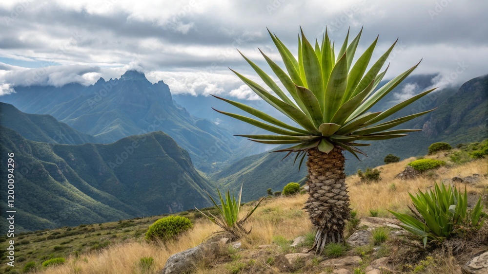 Majestuoso agave con fondo de montañas escénicas Majestuoso agave con fondo de montañas escénicas