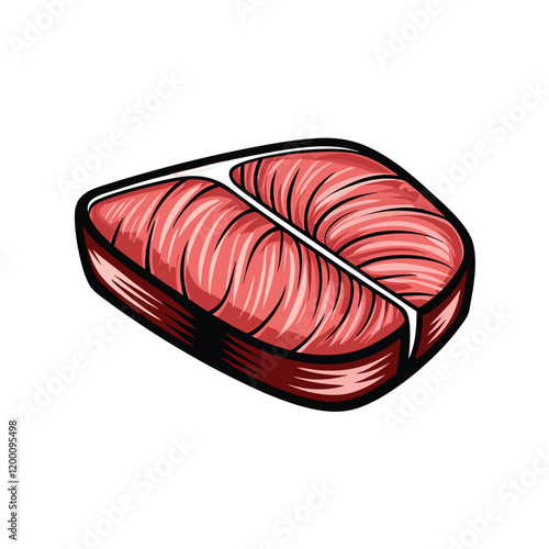 vector-illustration-of-tuna-steak--with-dark-red--.eps