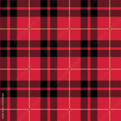 Illustration of plaid fabric with modern colors, in blue, red, navy, and turquoise tones, special weft yarn to simulate the texture of a fabric. Design for textures or repeats of garments or fashion.