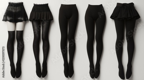 Japanese high school girls wore 25 denier, 40 denier, 60 denier, 80 denier, and 100 denier black stockings to compare differences in visibility, japanese schoolgirls photo