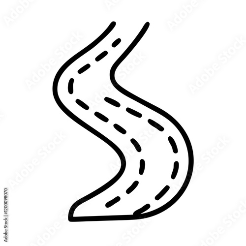 curving tar road icon, curving tar road line art - simple line art of curving tar road, perfect for curving tar road logos and icons and themed design 
