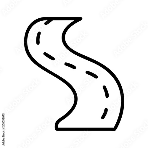 curving tar road icon, curving tar road line art - simple line art of curving tar road, perfect for curving tar road logos and icons and themed design 