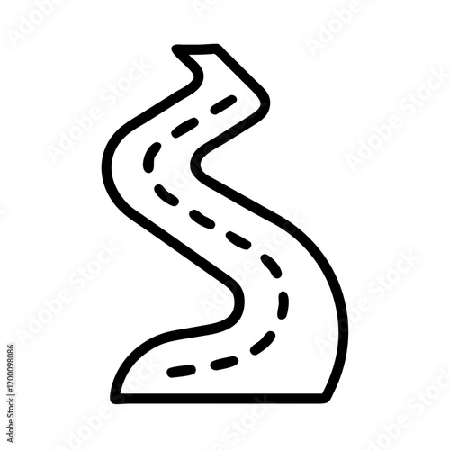 curving tar road icon, curving tar road line art - simple line art of curving tar road, perfect for curving tar road logos and icons and themed design 