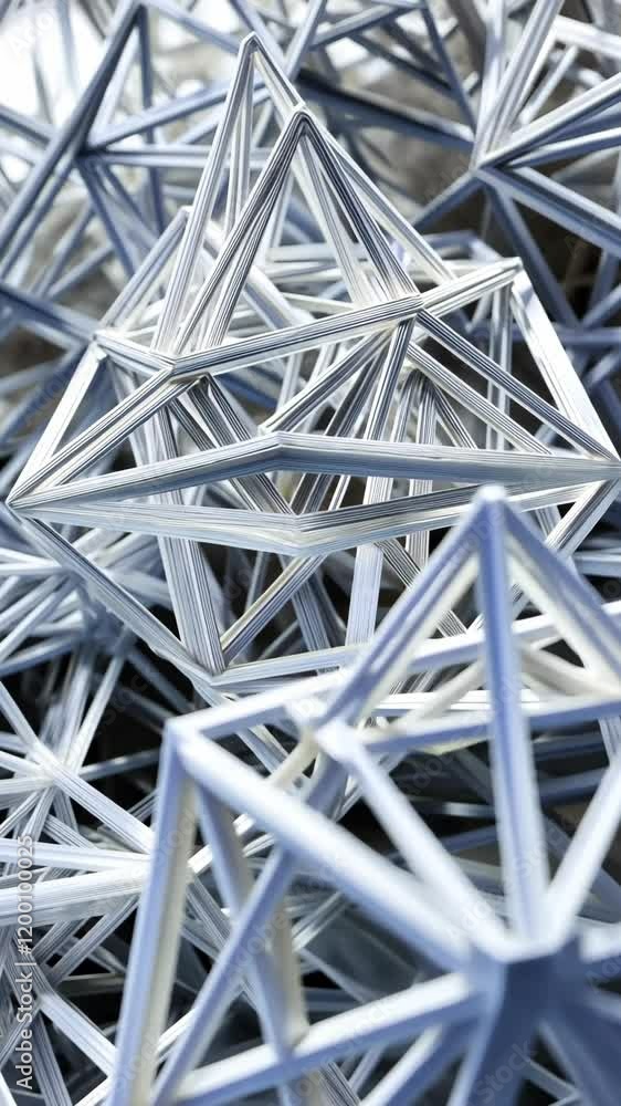 Silver and blue geometric shapes are stacked in an abstract arrangement, showcasing their intricate design Silver and blue geometric shapes are stacked in an abstract arrangement, showcasing their intricate design