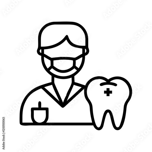 dentist icon, dentist line art - simple line art of dentist, perfect for dentist logos and icons and themed design 