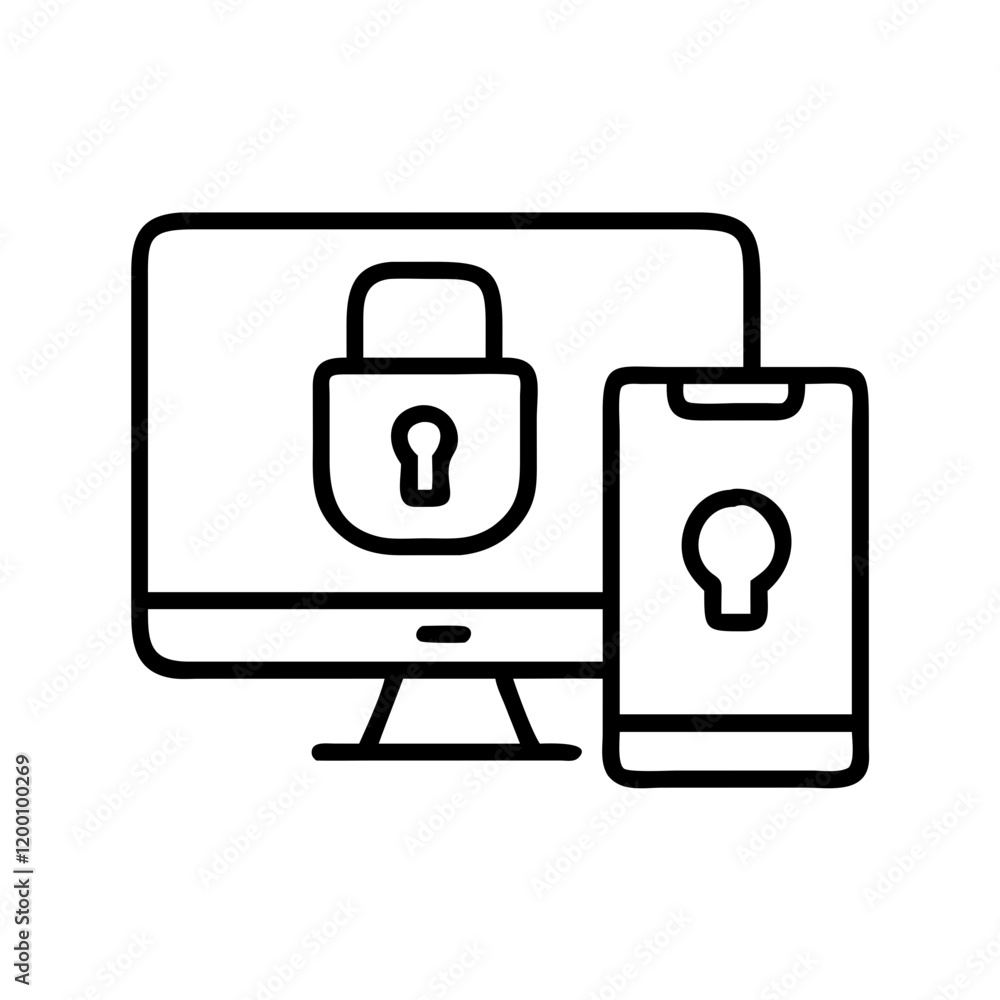 device security icon, device security line art - simple line art of device security, perfect for device security logos and icons and themed design device security icon, device security line art - simple line art of device security, perfect for device security logos and icons and themed design