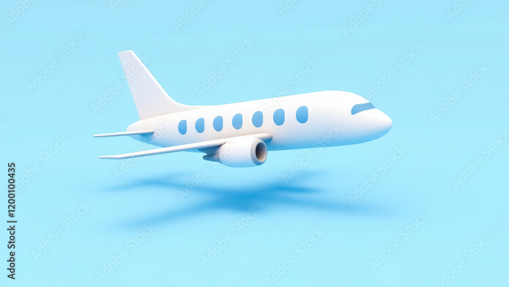 Fototapeta premium white airplane model on light blue background
