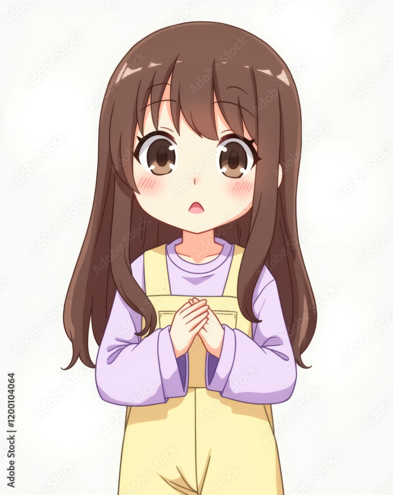 of a young girl with long brown hair and expressive eyes of a young girl with long brown hair and expressive eyes