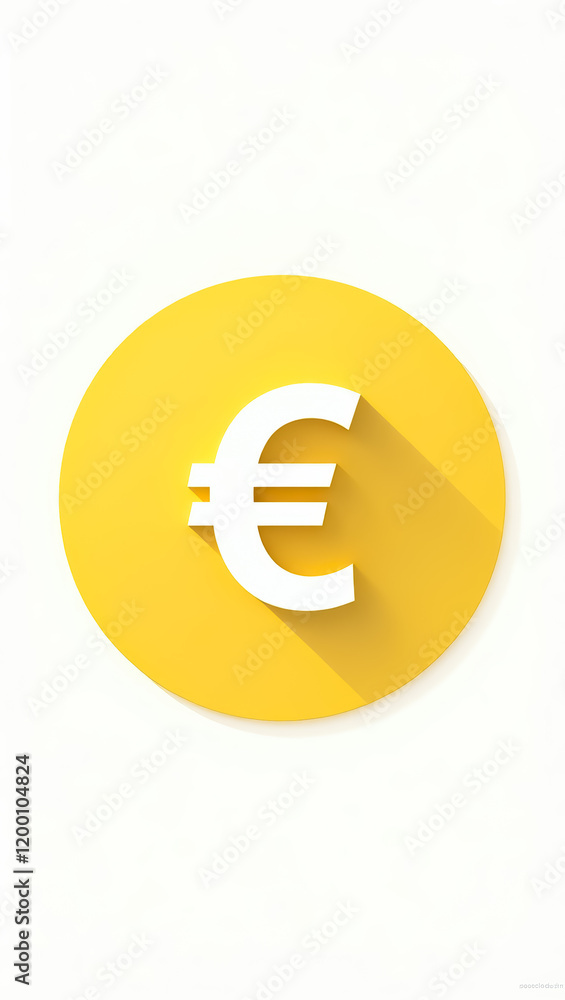 Obraz premium white euro symbol on yellow circle