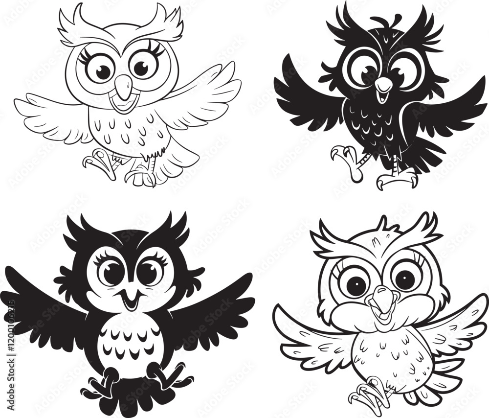 Obraz premium Cute Cartoon Owls Collection for Kids