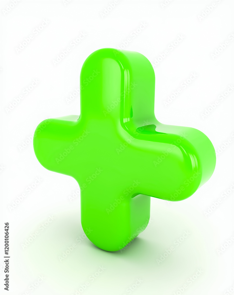 Obraz premium vibrant green three-dimensional plus symbol