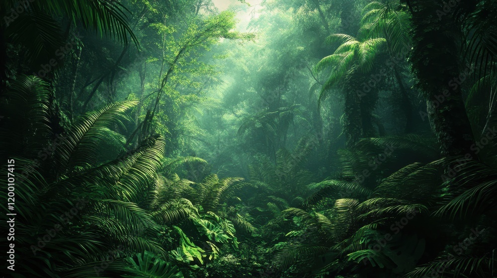 Lush green jungle path, mystery and serenity. Lush green jungle path, mystery and serenity.