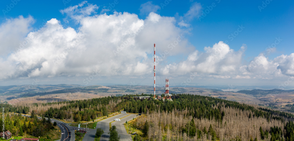 Aerial view of Harz mountains from Harzturm