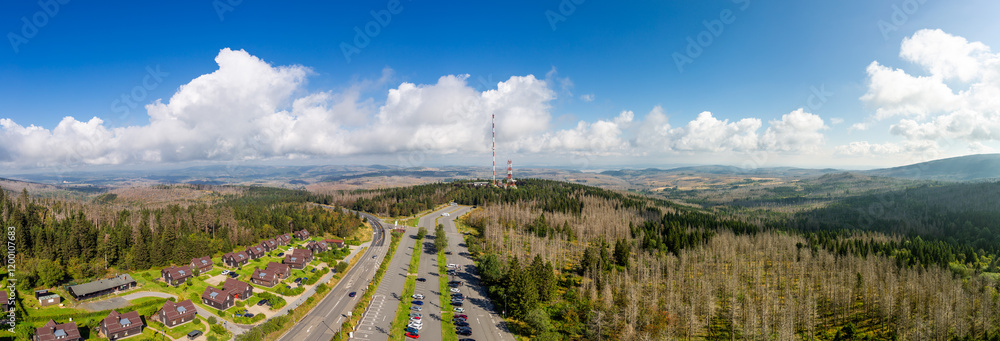 Aerial view of Harz mountains from Harzturm