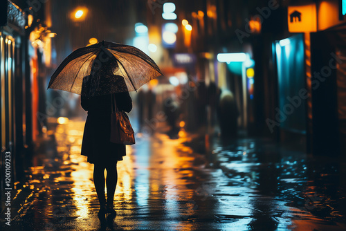 Wallpaper Mural Woman walking on the street with an umbrella. Torontodigital.ca